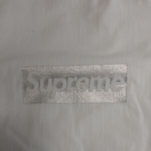 Supreme White T-Shirt with Silver Logo. Chicago Store